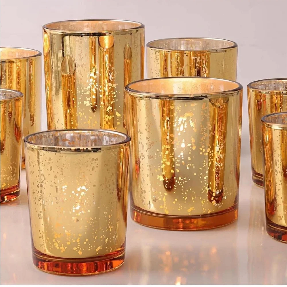 Elegant Gold Holiday Candle Holders. $3